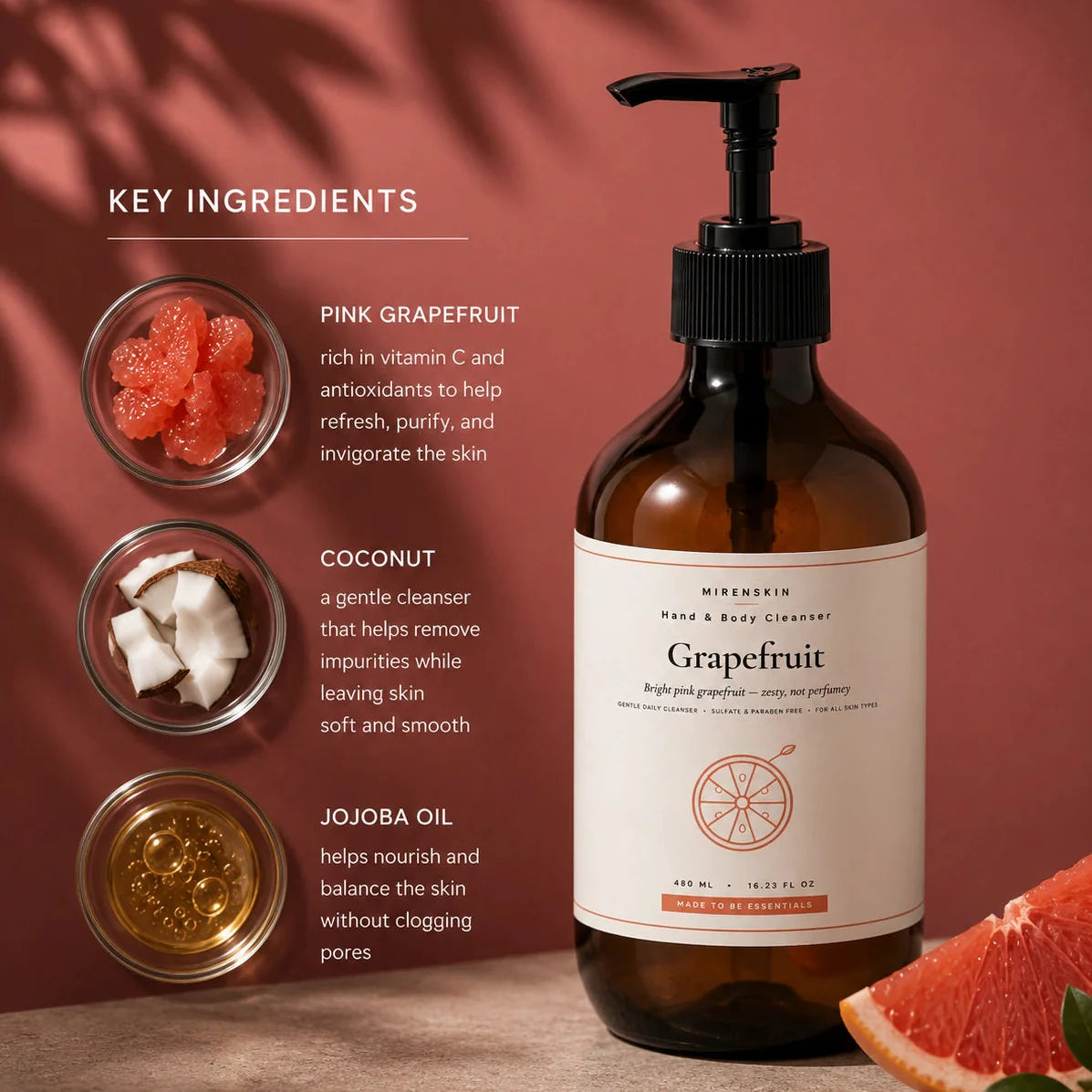 MirenSkin Grapefruit Hand & Body Cleanser