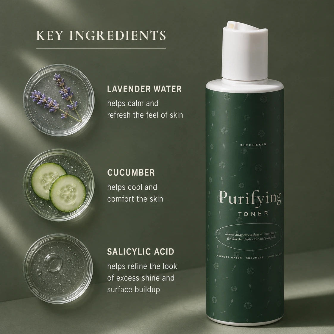 MirenSkin Purifying Toner with key ingredients
