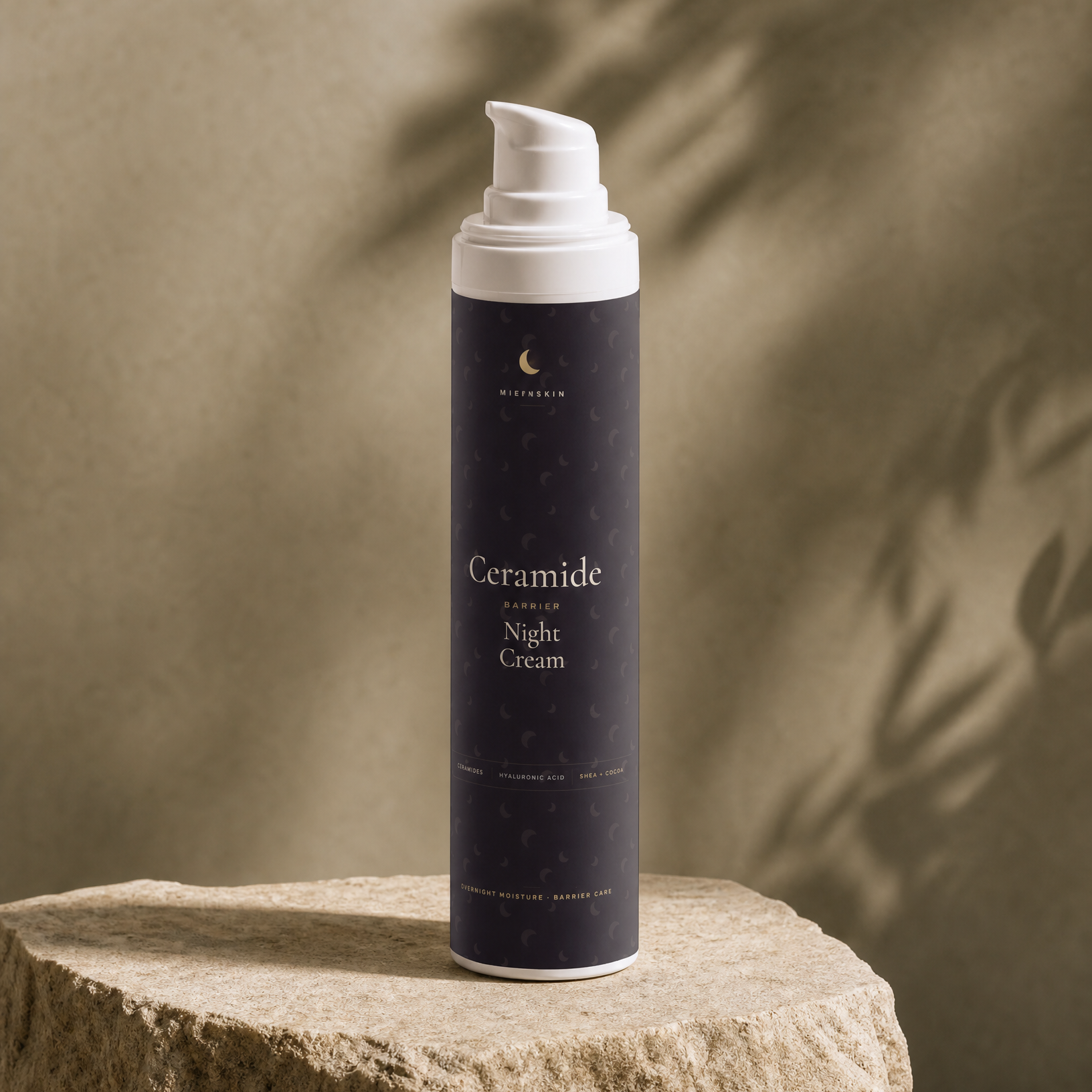 MirenSkin Ceramide Barrier Night Cream on natural stone