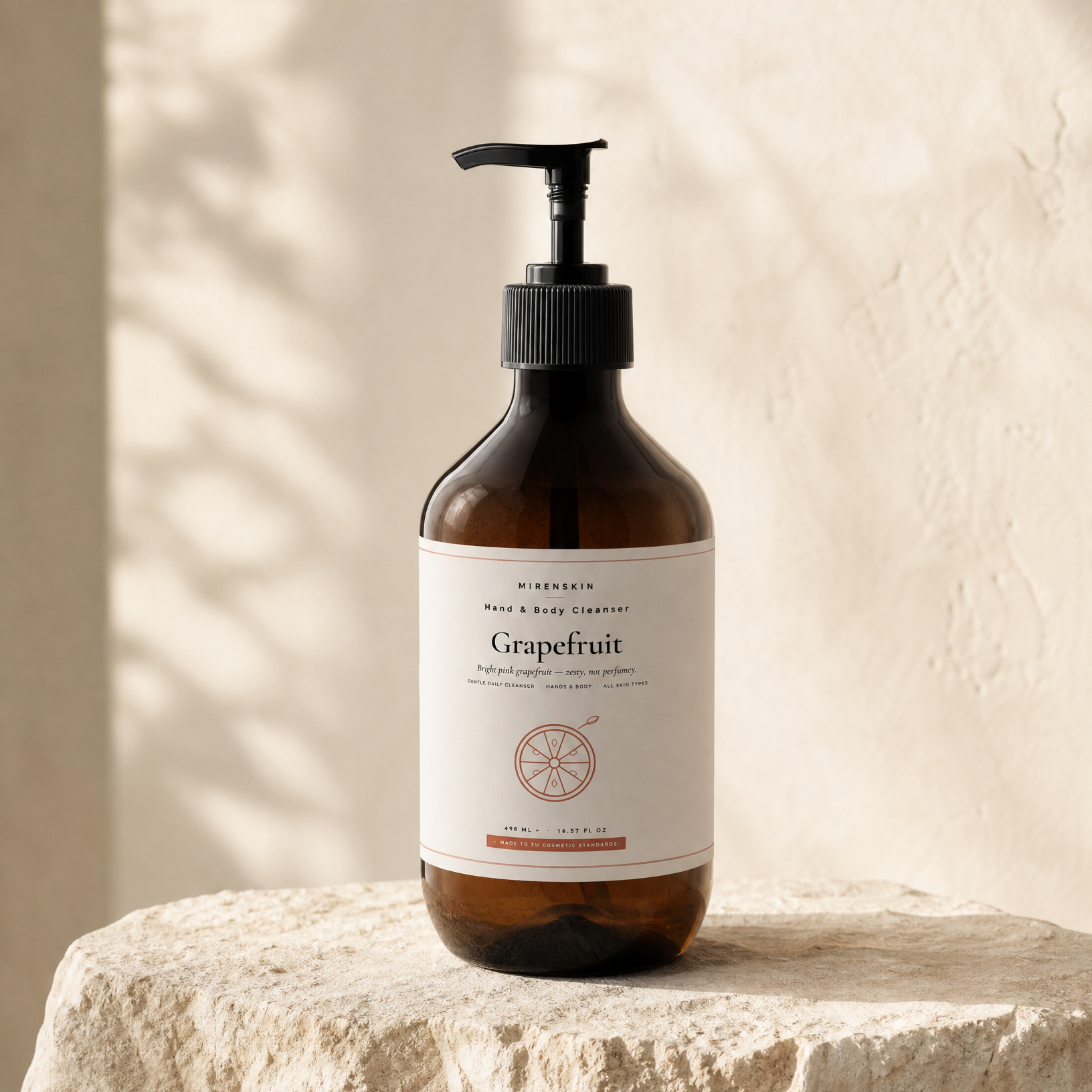 MirenSkin Grapefruit Hand & Body Cleanser on natural stone