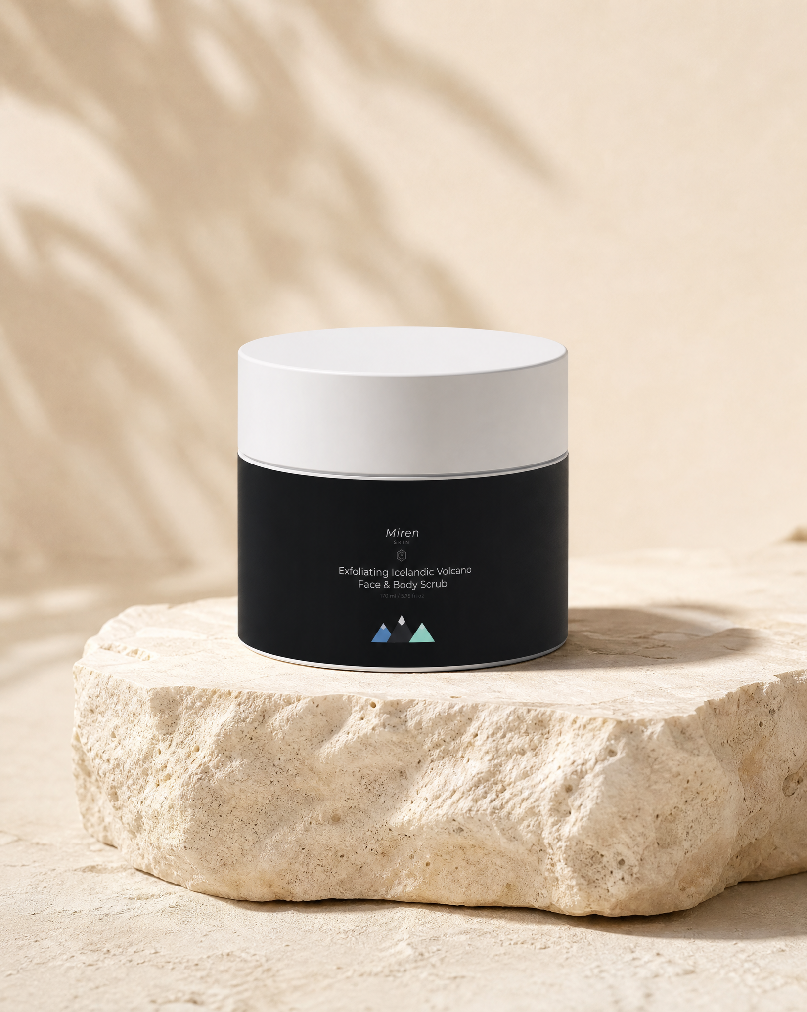 MirenSkin Icelandic Volcano Face & Body Scrub on natural stone