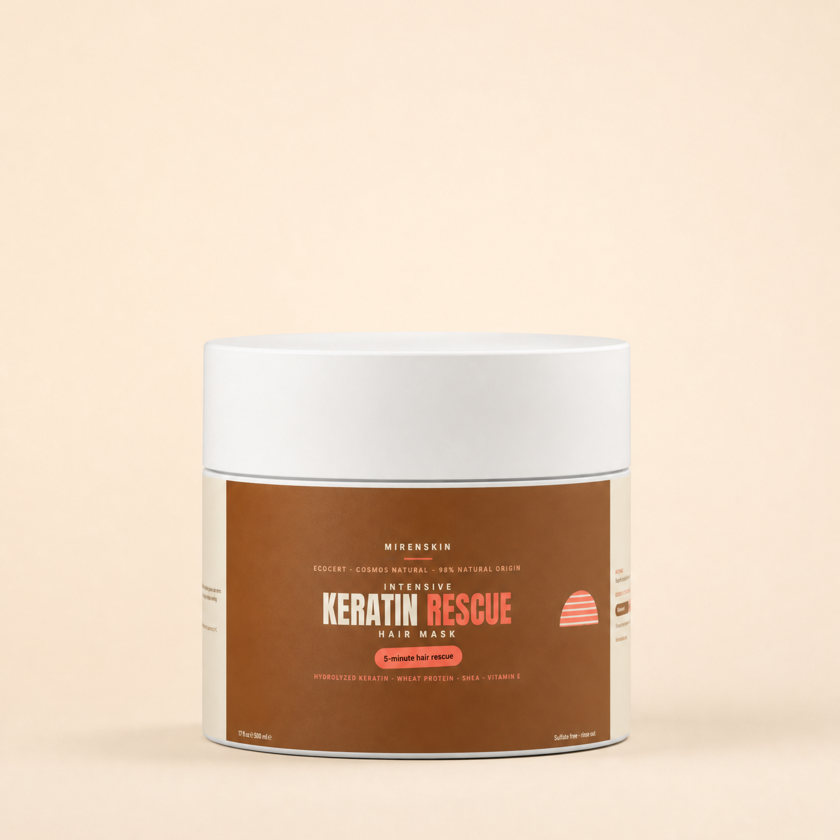 MirenSkin Keratin Intensive Rescue Hair Mask — deep conditioning jar