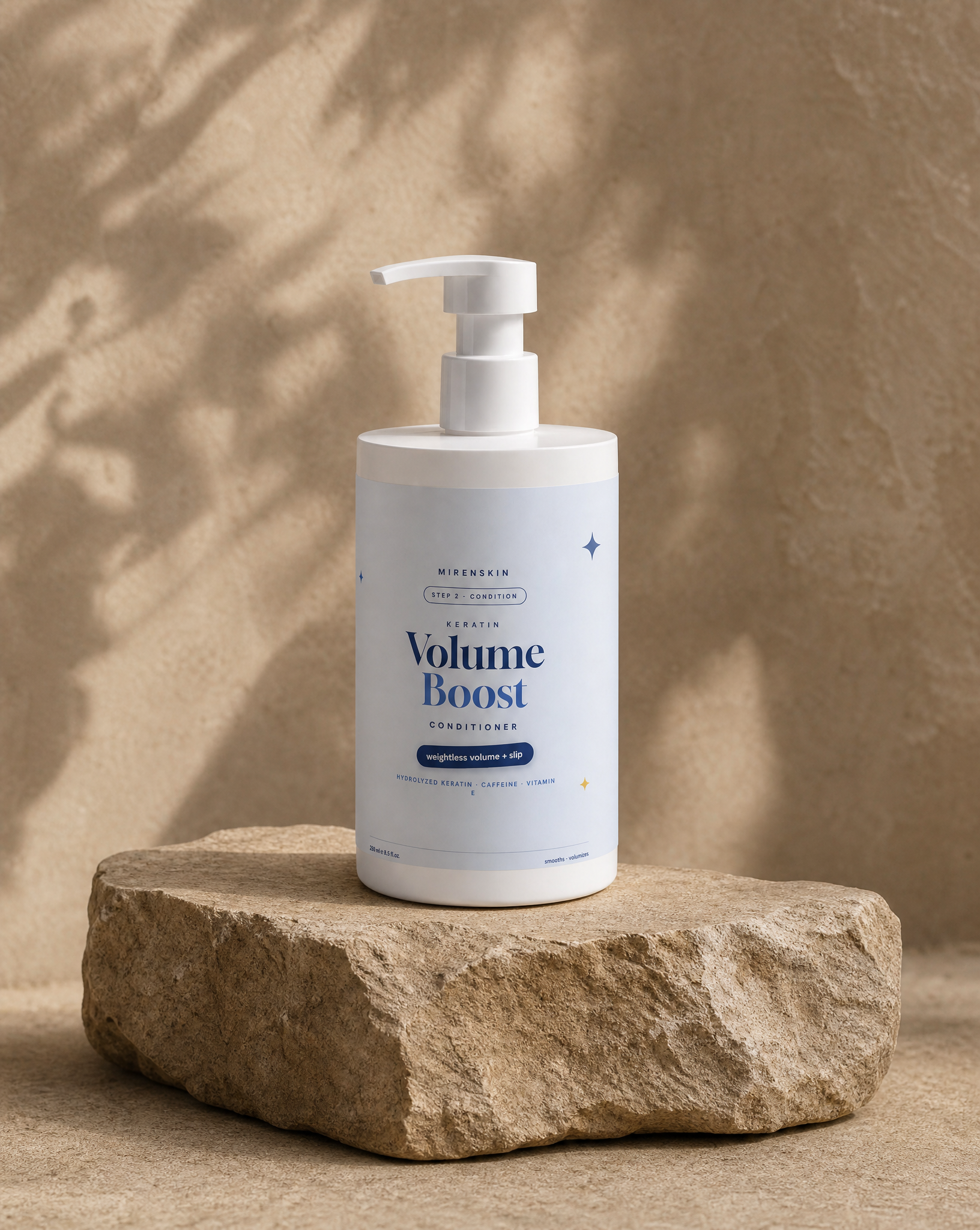 MirenSkin Keratin Volume Boost Conditioner on natural stone