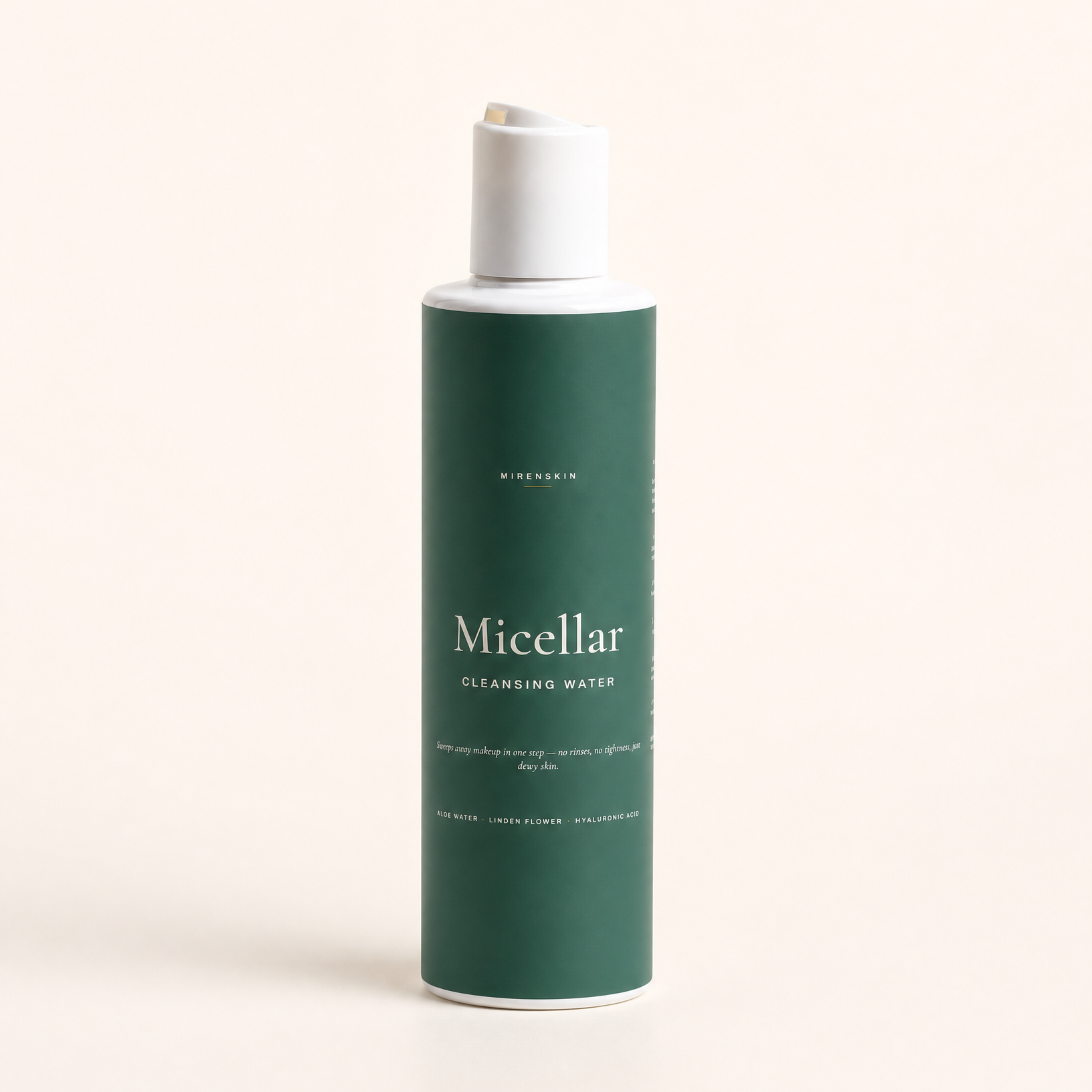 MirenSkin Micellar Cleansing Water — no-rinse makeup remover with aloe and rose water