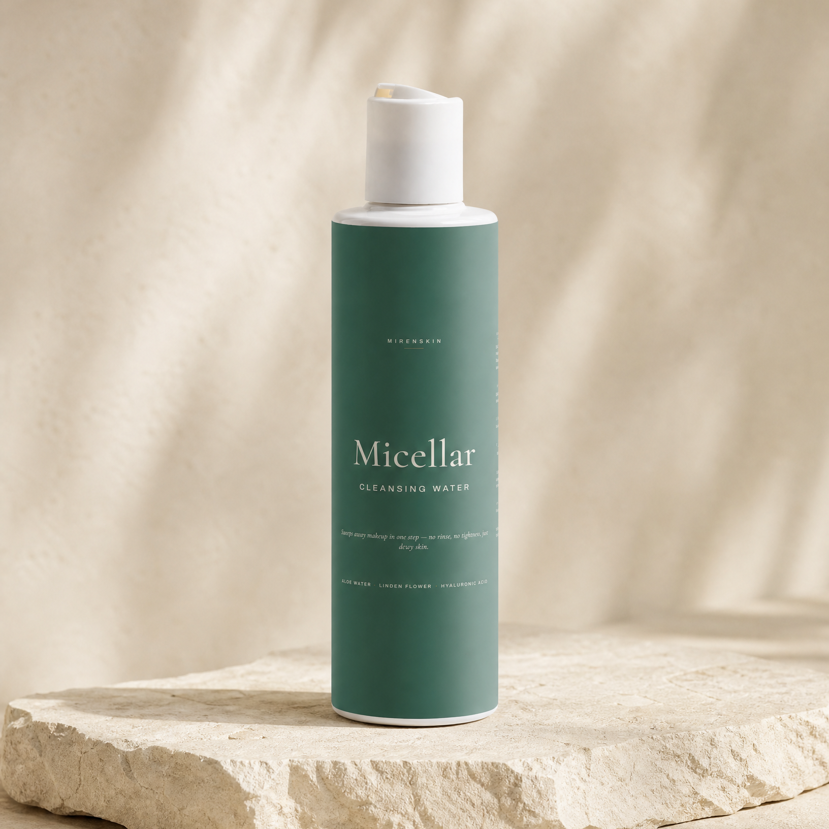 MirenSkin Micellar Cleansing Water on natural stone