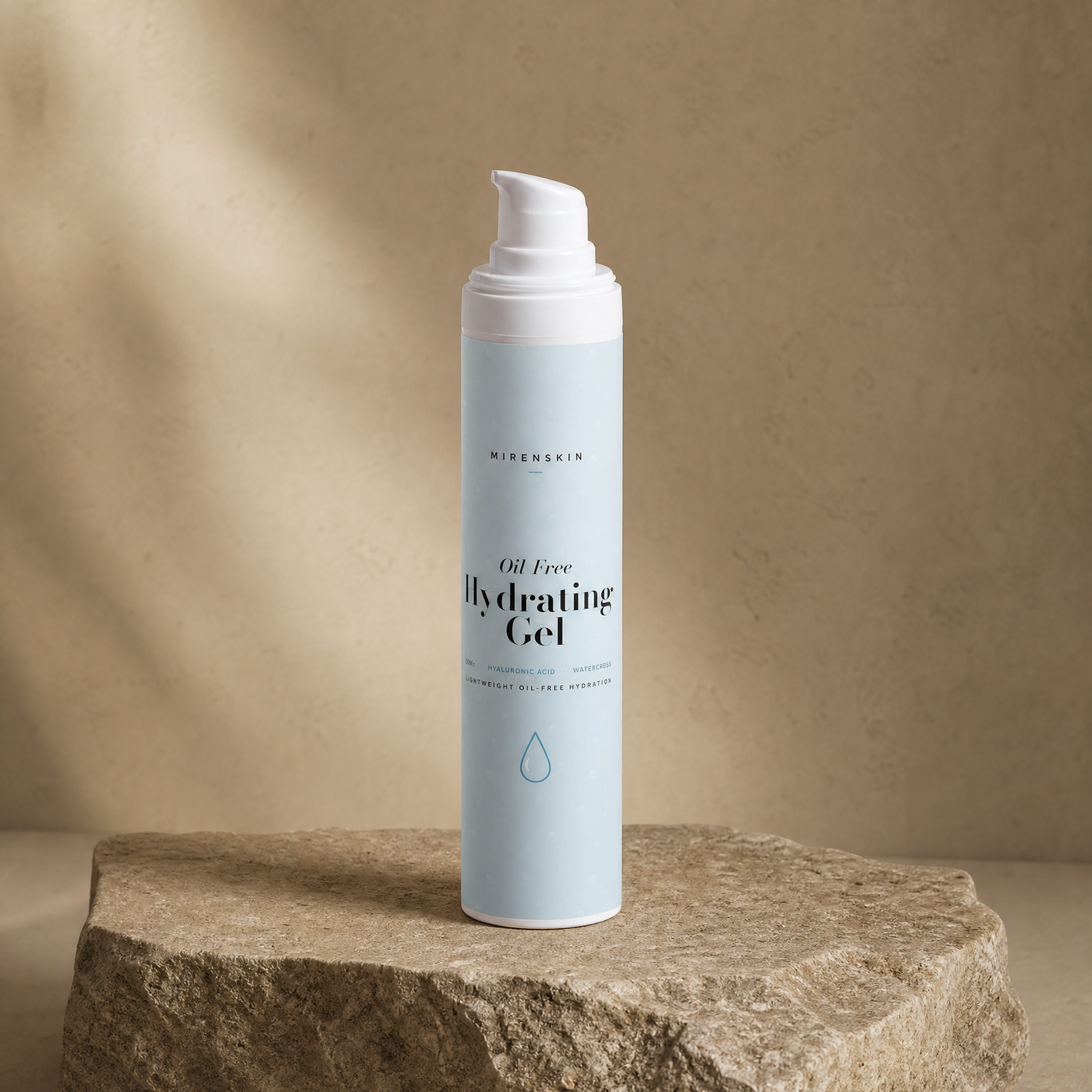 MirenSkin Oil-Free Hydrating Gel on natural stone